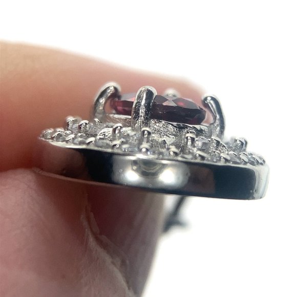 Rhodolite Garnet 3.52ct Platinum Finish Solid 925 Sterling Silver Earrings - Picture 5 of 8